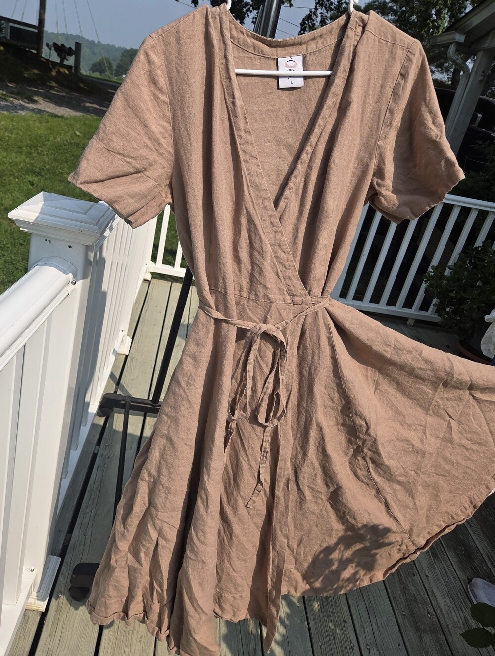 Son de Flor Tan Hemp Wrap Dress